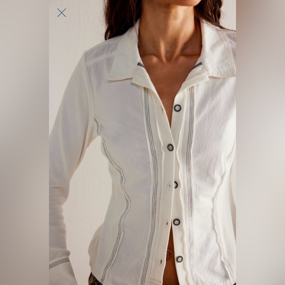 Free People tiny button up top Sz M - Picture 2 of 10